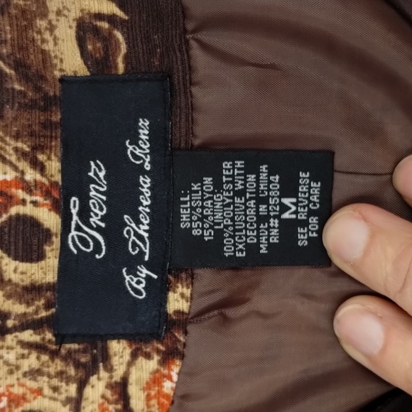 Frenzy by Theresa Renz women's medium open blazer lightweight brown accents - Picture 7 of 11